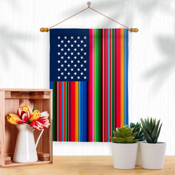 Mexican Serape Blanket US Friendship Garden Flag Outdoor Decorative Yard House Banner Double Sided-Readable Both Sides Made In USA