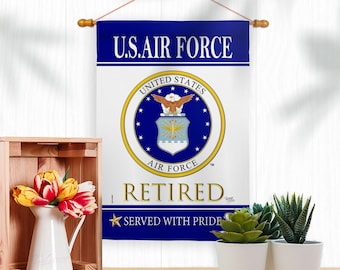 US Air Force Retired Garden Flag House Banner Double Sided-Readable Both Sides Made In USA