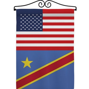 Democratic Republic of the Congo US Friendship Garden Flag Outdoor Decorative Yard House Banner Double Sided-Made In USA Flag w Metal Hanger