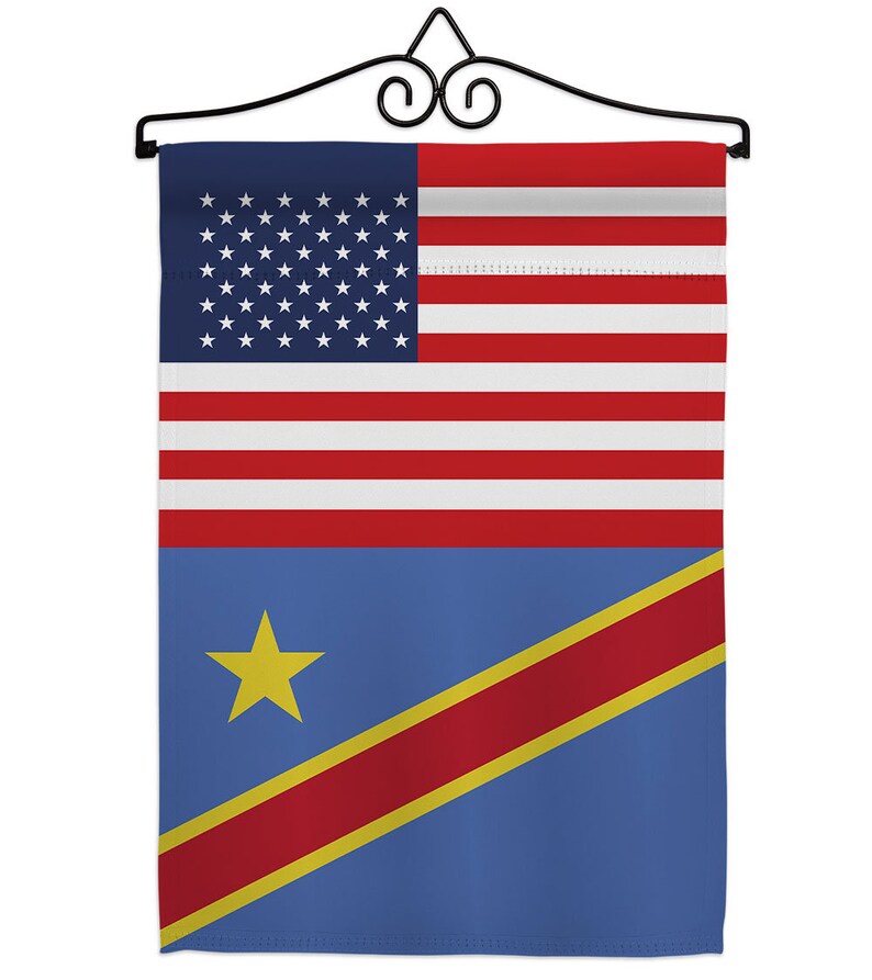 Democratic Republic of the Congo US Friendship Garden Flag Outdoor Decorative Yard House Banner Double Sided-Made In USA Flag w Metal Hanger