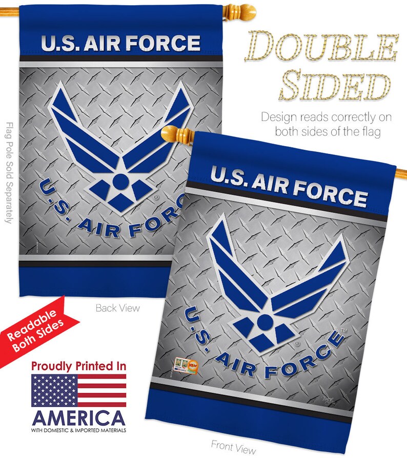 US Air Force Garden Flag Armed Forces USAF United State Military Veteran Official Yard House Banner Double-Sided Made in USA