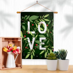 LOVE Valentine Garden Flag Outdoor Decorative Yard House Banner Double Sided-Readable Both Sides Made In USA