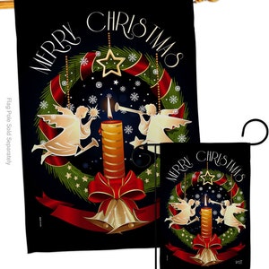 Angel Wreath Christmas Garden Flag Outdoor Decorative Yard House Banner Double Sided-Readable Both Sides Made In USA image 2