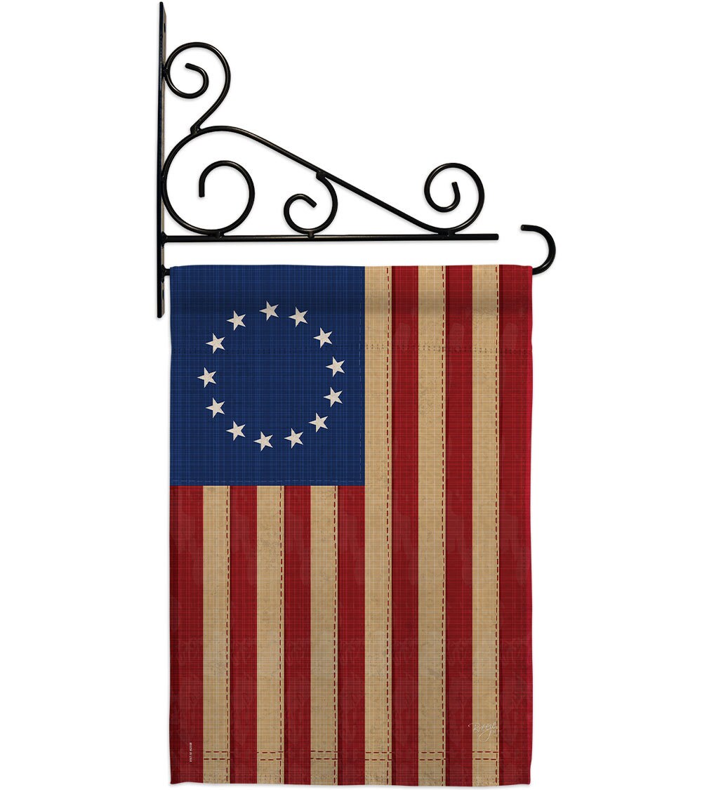 Vintage Antiqued Applique Betsy Ross Garden Flag HIGH QUALITY FADE RESISTANT 