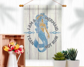 Cute Mermaid Décoratif Maison Bannière Double-Sided Garden Flag Yard Flag 12x18''