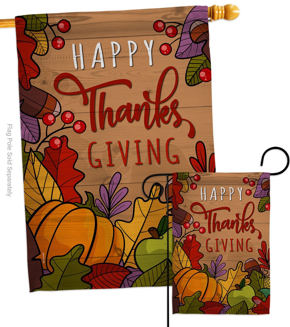 Happy Thanks Giving Thanksgiving Garden Flag Outdoor | Etsy