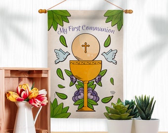 My Holy Communion Faith Garden Flag Outdoor Decorative Yard House Banner Double Sided-Readable Both Sides Made In USA