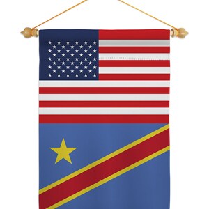 Democratic Republic of the Congo US Friendship Garden Flag Outdoor Decorative Yard House Banner Double Sided-Made In USA Flag w Wood Dowel