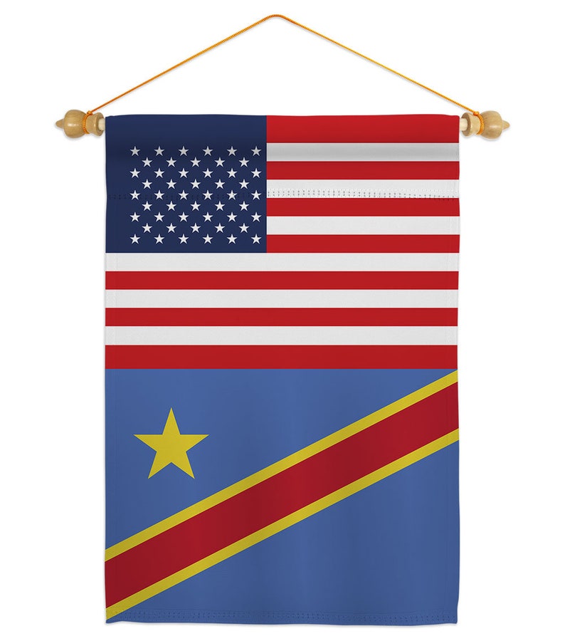 Democratic Republic of the Congo US Friendship Garden Flag Outdoor Decorative Yard House Banner Double Sided-Made In USA Flag w Wood Dowel