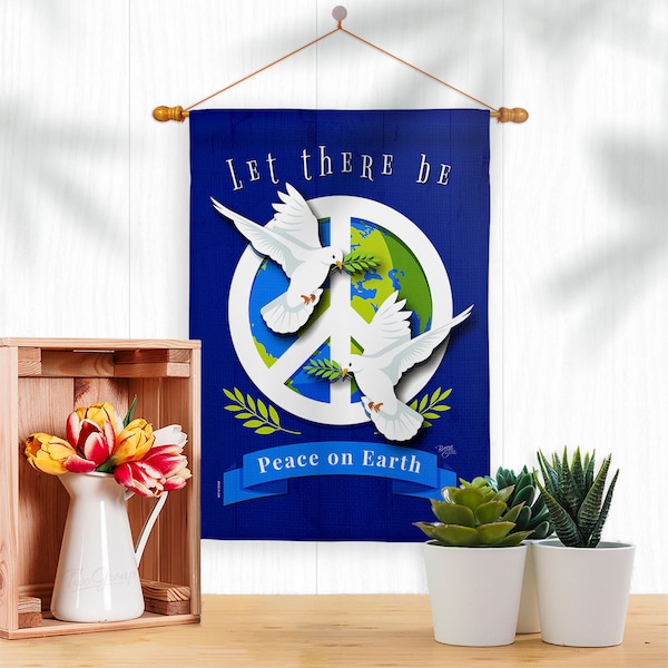 Peace on Earth Earth Garden Flag Outdoor Decorative Yard House Banner Double Sided-Readable Both Sides Made In USA