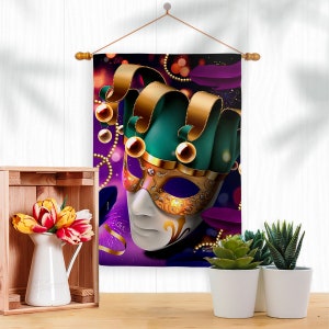 3 Pack Mardi Gras Decorations Banner New Orleans Party Mardi Gras Porch Door Decor Hanging Welcome for Home Yard Lawn Outdoor Indoor (Purple)