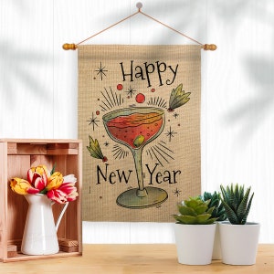 Cheers Happy New Year Garden Flag Outdoor Decorative Yard House Banner Double Sided-Readable Both Sides Made In USA