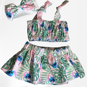 Luau baby Hawaiian outfit, hula outfit, toddler skirt hula, kids outfit Hawaiian, hula crop top