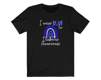 Dia-Be-Tees I wear blue for Diabetes Awareness Unisex Jersey Short Sleeve Tee