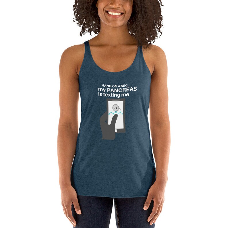 Dia-Be-Tees My Pancreas is Texting Me T1D Women's Racerback Tank image 3