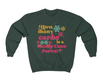 Dia-Be-Tees How Many Carbs Candy Cane Forest Unisex Heavy Blend Crewneck Sweatshirt