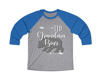 Dia-Be-Tees T1D Grandma Bear Tri-Blend 3/4 Raglan Tee