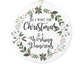 Dia-Be-Tees All I Want For Christmas Working Pancreas Glass Ornament