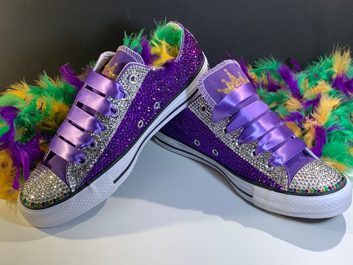 Purple Mardi Gras Themed Converse Purple Converse Bling | Etsy