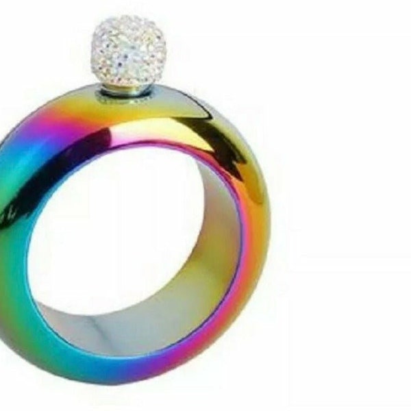 Steel Bangle Bracelet Flask Crystal Lid Stainless Steel Wine Flask