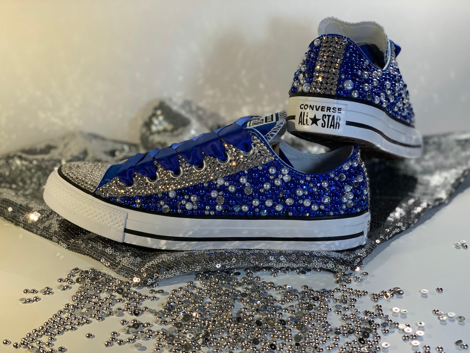 Zeta Inspired Bling Converse Blue and White Converse Bling | Etsy