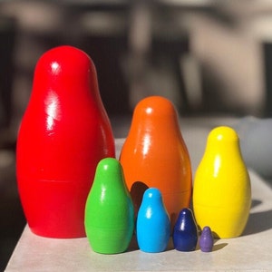 Handmade Montessori Nesting Dolls: Rainbow Wooden Stacking Toy