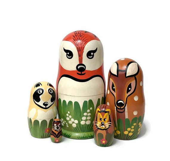 NEW Woodland Animals Nesting Dolls for Kids Handmade Wooden Etsy