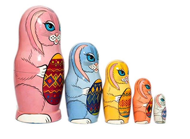 Easter Bunny Nesting dolls for kids Handmade wooden toy Etsy