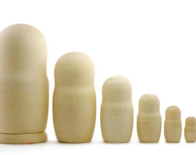 Large Blank Nesting Dolls 8 Inch 7 Dolls, Unpainted Matryoshka