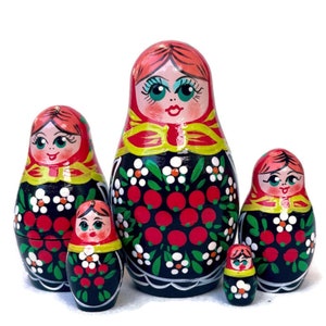 Handmade Forest Berries Nesting Dolls: Montessori Wooden Toy