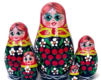 Handmade Forest Berries Nesting Dolls: Montessori Wooden Toy