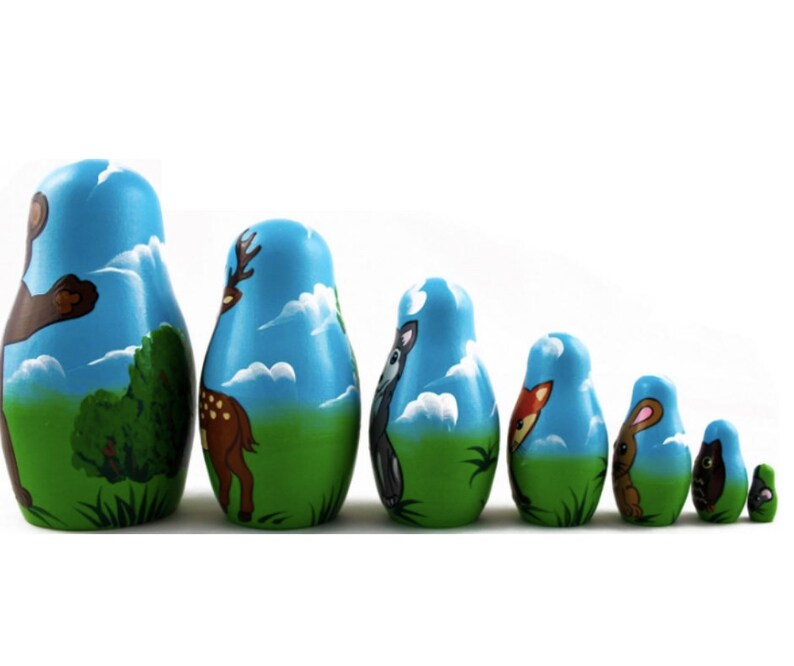 Woodland Animals Nesting Dolls Handmade Wooden Toy Toys Etsy