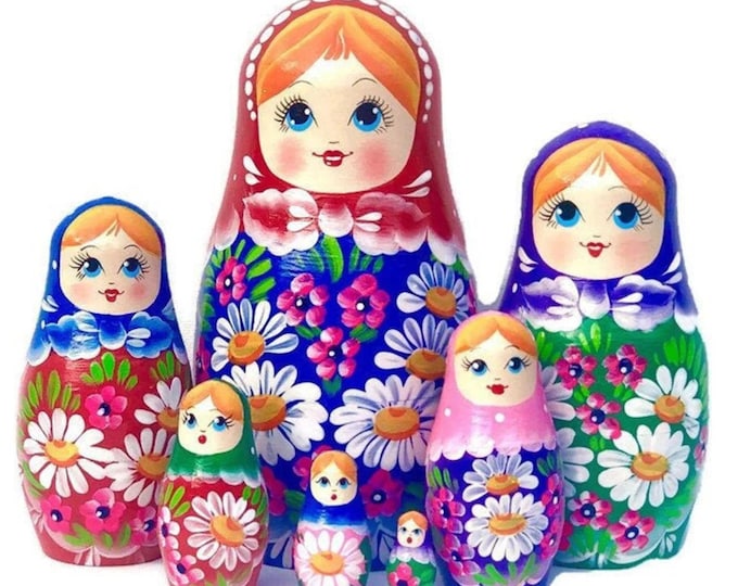 Traditional Hand Painted Nesting Dolls Set One Small Matryoshka Stacking Set in Assorted Color