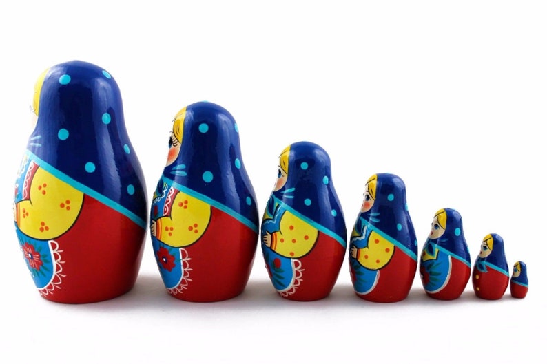 Blue Babushka Matryoshka Nesting dolls for kids Babushka Etsy