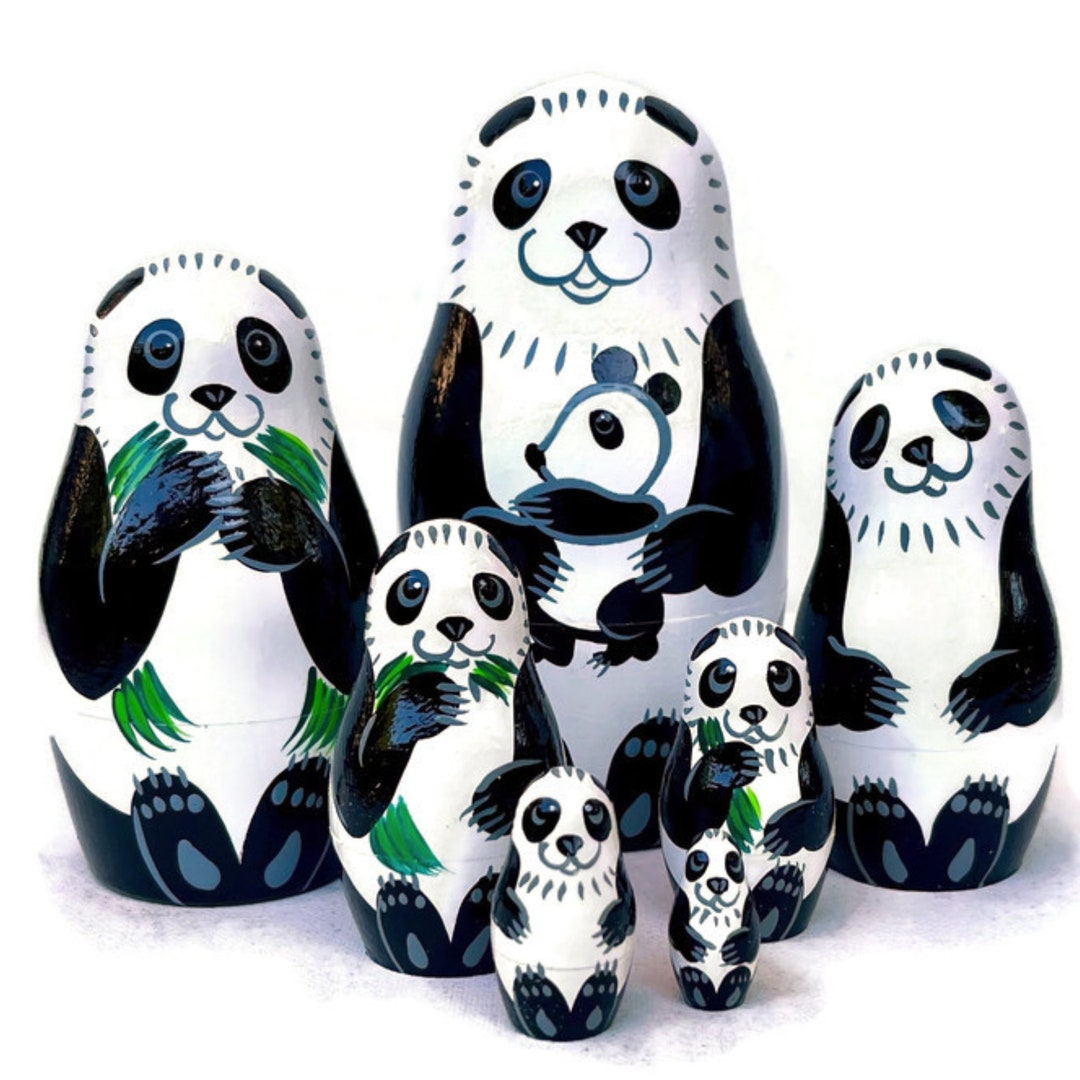 Panda Nesting Dolls for Kids, Animal Nesting Dolls, Handmade Wooden Toy