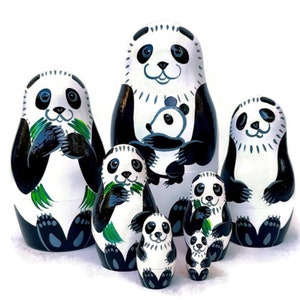 Panda Nesting dolls for kids, Animal nesting dolls, Handmade Wooden toy, Panda toy, Christmas gift idea, Panda gift, Christmas stocking
