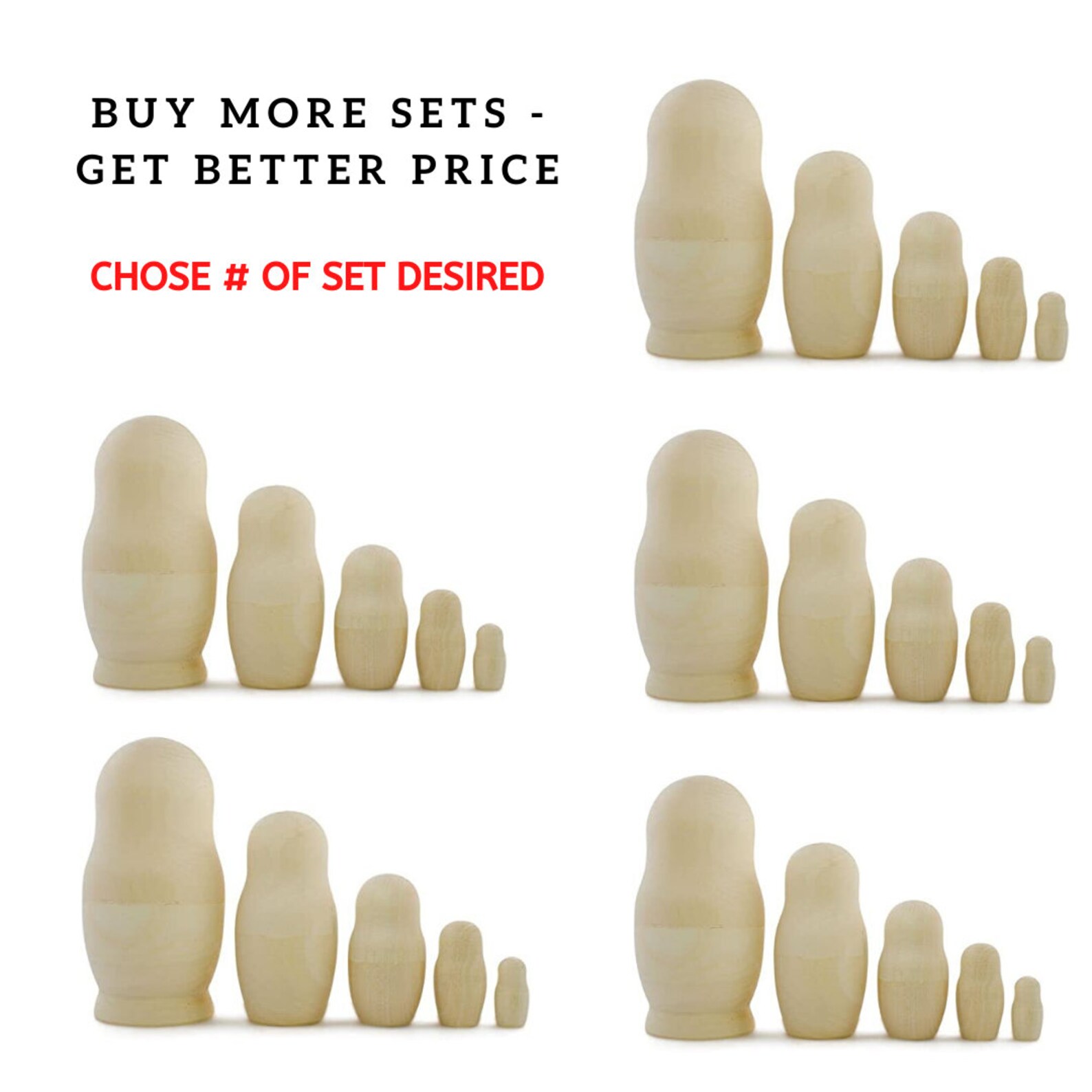 Blank Wooden Nesting Dolls 4.5 Unpainted Wooden Toy Handmade Waldorf