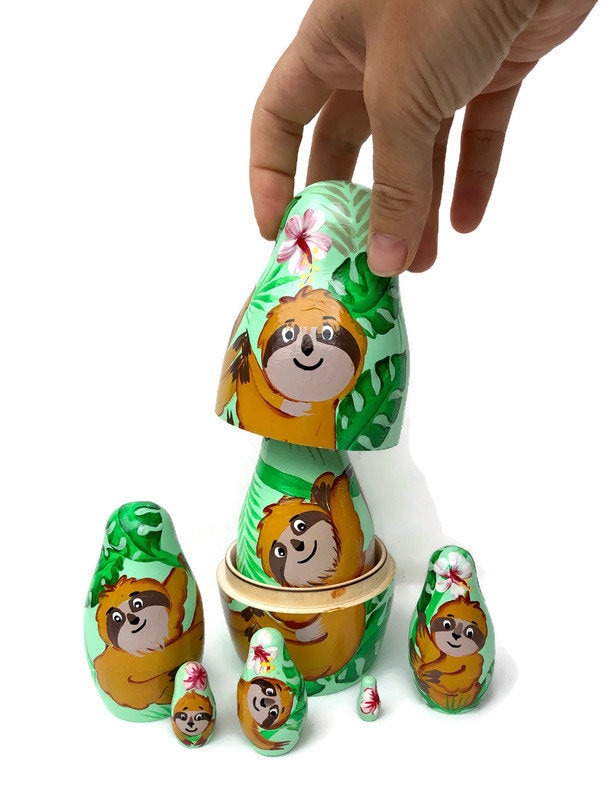 Sloths Nesting Dolls for Kids Handmade Wooden Toy Sloths Toy - Etsy