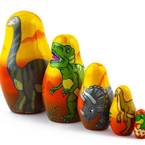 Dinosaurs Nesting Dolls for Kids Dinosaur Wooden Toy Etsy