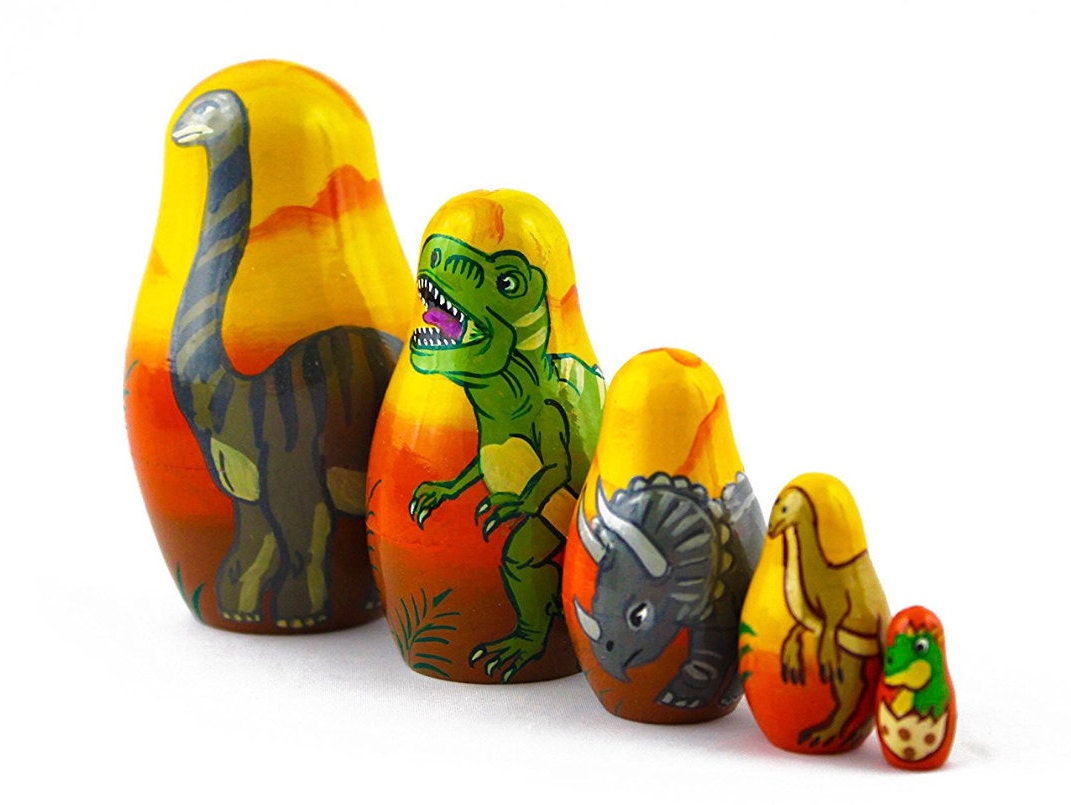 Dinosaurs Nesting Dolls for Kids Dinosaur Wooden Toy Etsy