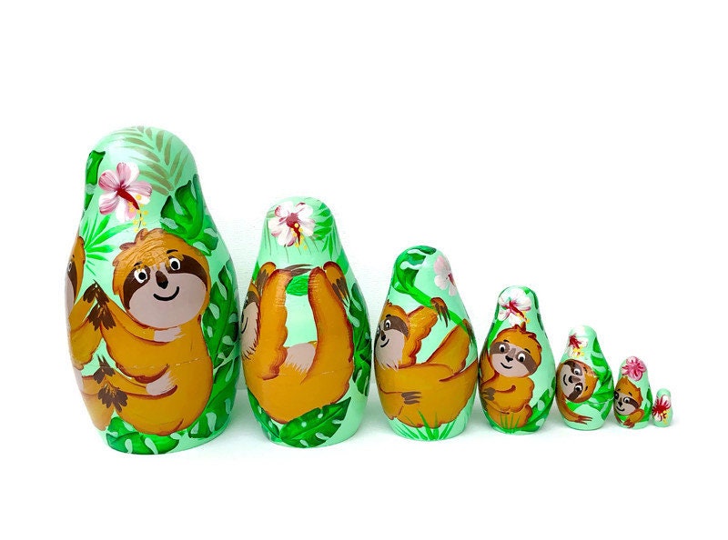Sloths Nesting Dolls for Kids Handmade Wooden Toy Sloths Toy - Etsy