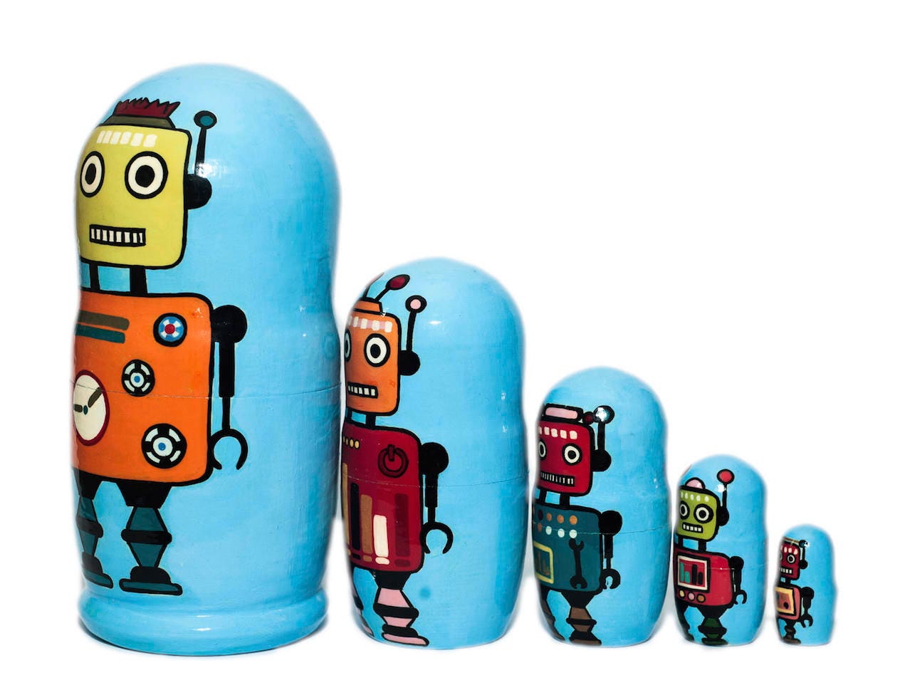 Robot Nesting Dolls for Kids robots Nesting Dolls 5 Pieces Etsy