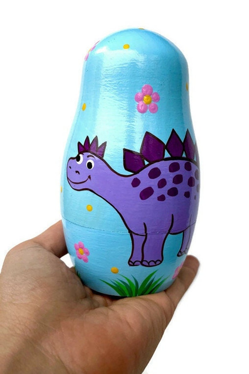 New Baby Dinosaur Nesting Dolls for Kids Handmade Wooden Toy Etsy
