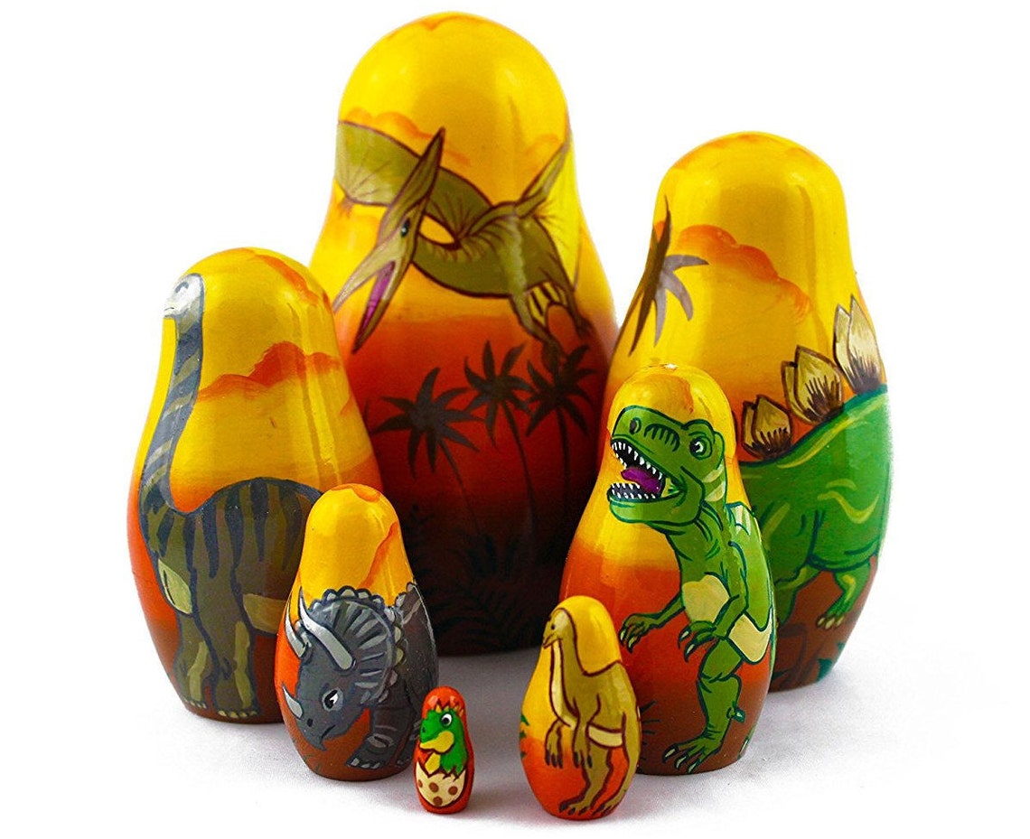 Dinosaur Nesting Dolls for Kids handmade Wooden Toy Etsy