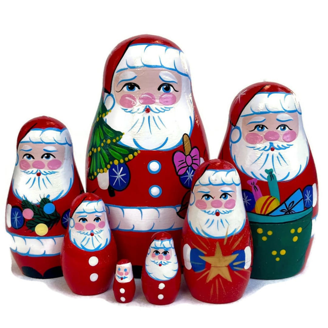 Santa Nesting Dolls Christmas Nesting Dolls for Kids Etsy