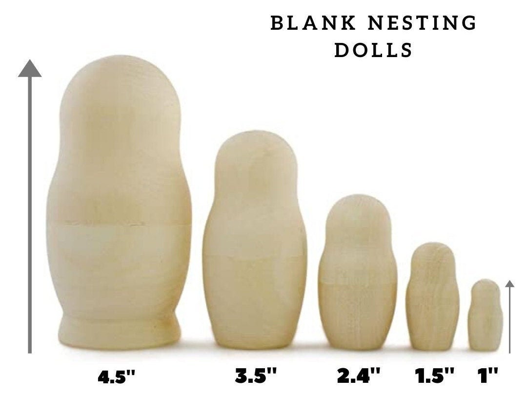 Blank Wooden Nesting Dolls 4.5 Unpainted Wooden Toy Handmade Waldorf