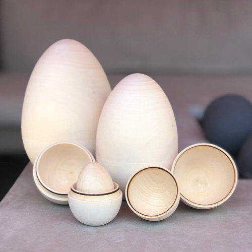 Blank Wooden Nesting Eggs 6 Inch 5 Dolls Easter Egg Decor Etsy