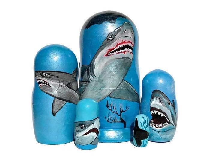 Sharks Nesting Dolls for Kids for a Boy Handmade Wooden Etsy UK