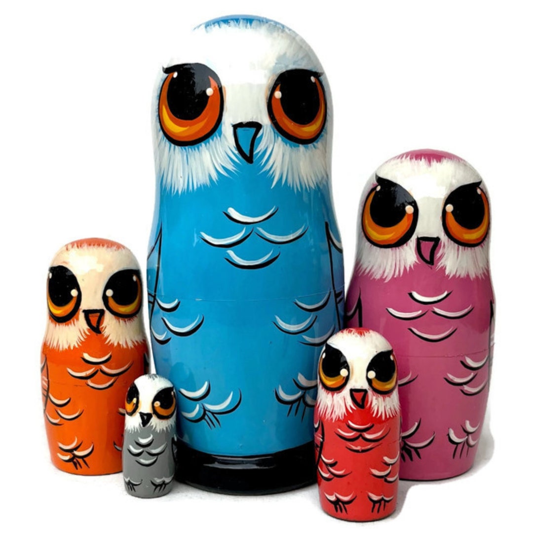 Parrots Nesting Dolls, Parrot Toy, Handpainted Parrot Nesting Dolls