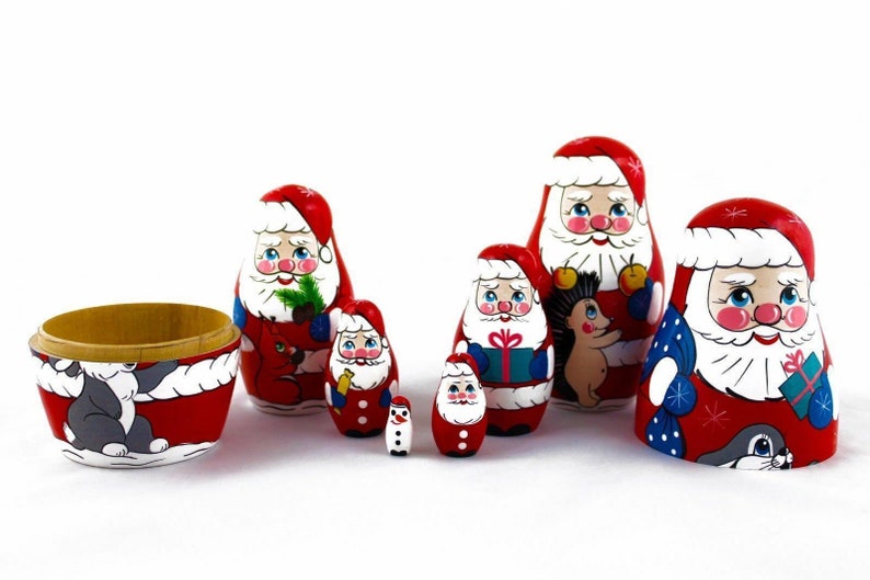 Santa Nesting Dolls Christmas Nesting Dolls for Kids Etsy